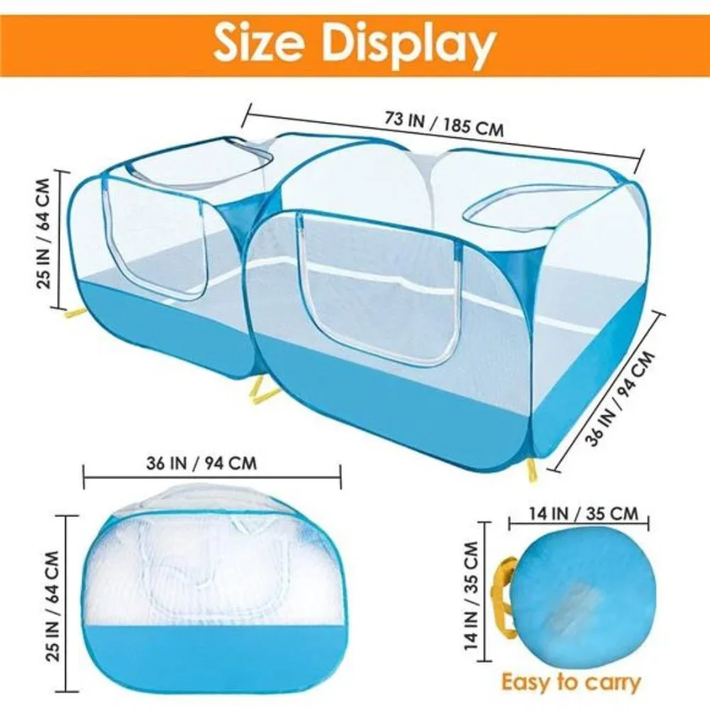 Small Animals Playpen, Breathable Foldable Portable Large Chicken Run Coop, Blue